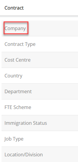 The Company option in the Contract tab.