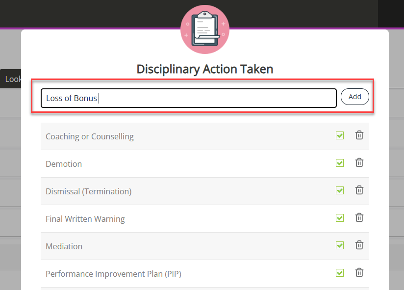 Adding a new list item.