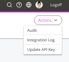 The options which display when selecting the Actions drop-down.